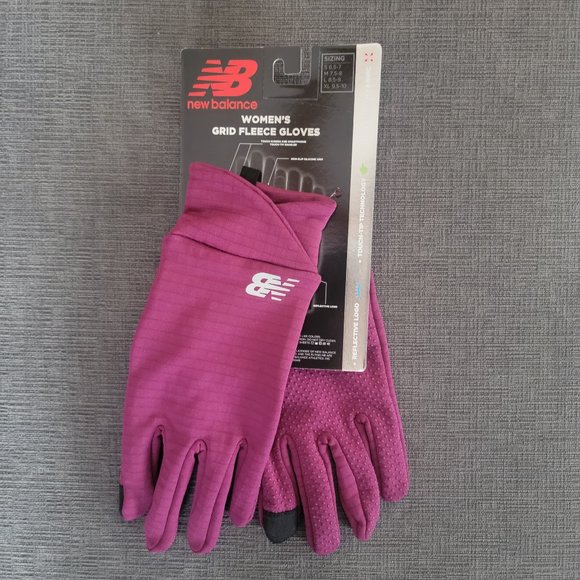 New Balance Women Pink Grid Fleece Touch -Tip Technology Gloves Size Large - Picture 1 of 14